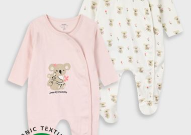 Σετ 2 φορμάκια για βρεφικό κορίτσι - οργανικό βαμβάκι (πρόωρο - 9 μηνών) | ΑΝΟΙΧΤΟ ΡΟΖ - Energiers - 